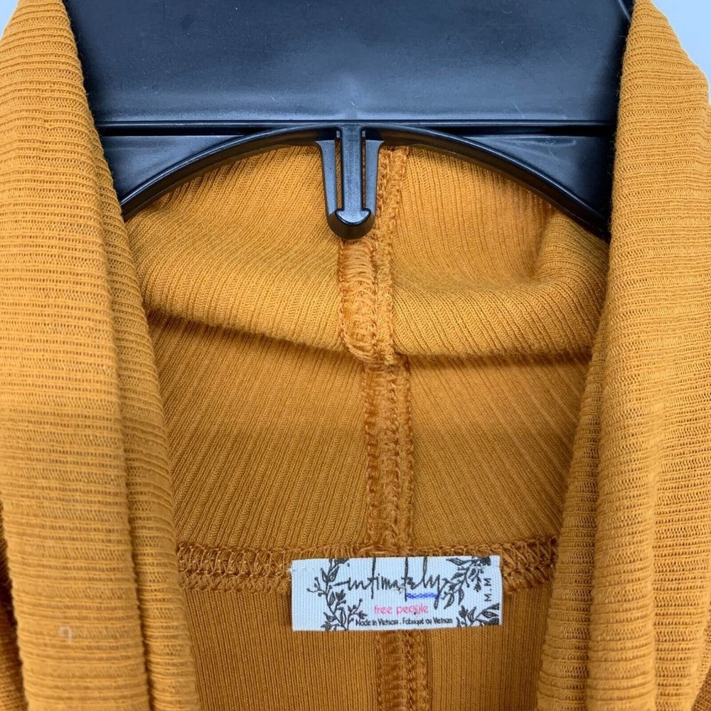 Free People Top Sydney Mustard Yellow Bell Sleeve Turtleneck - Picture 4 of 10